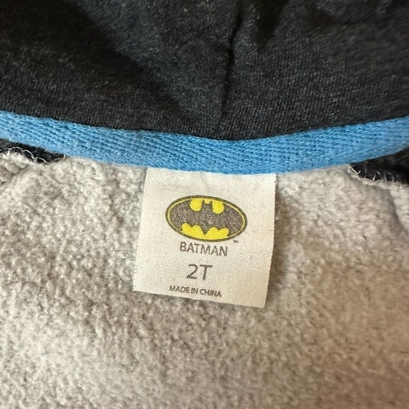 BATMAN | Toddler Zip Up Jacket with Hoodie | Size: 2T | Black & Gray - Picture 5 of 8